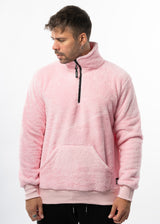 Ανδρική φούτερ με κολάρο New wave clothing - 232-39 - half zip sherpa design ροζ
