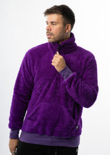 Ανδρική φούτερ με κολάρο New wave clothing - 232-39 - half zip sherpa design μωβ