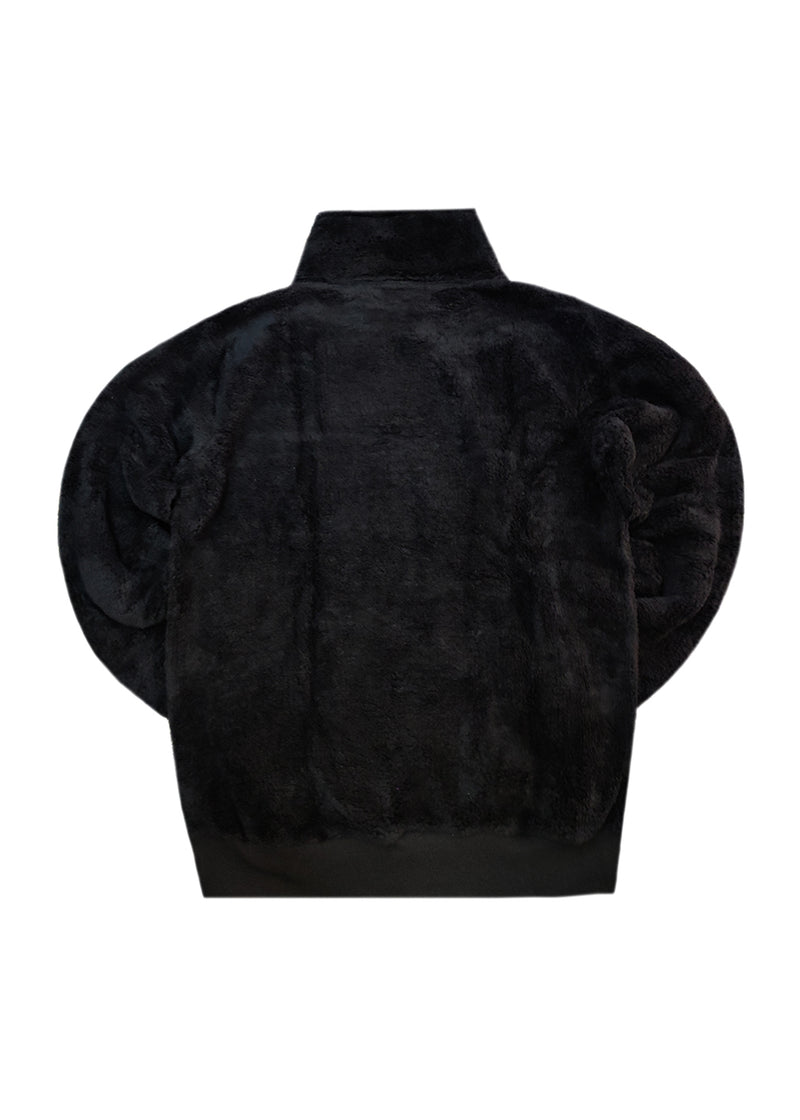 Ανδρική φούτερ με κολάρο New wave clothing - 232-39 - half zip sherpa design μαύρο