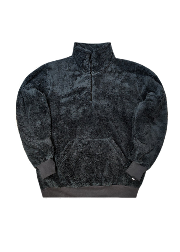 Ανδρική φούτερ με κολάρο New wave clothing - 232-39 - half zip sherpa design γκρι
