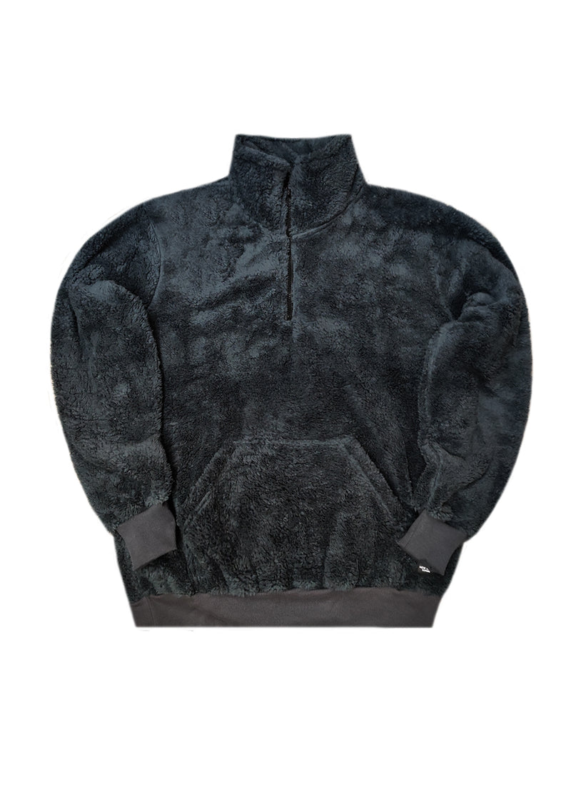 Ανδρική φούτερ με κολάρο New wave clothing - 232-39 - half zip sherpa design γκρι