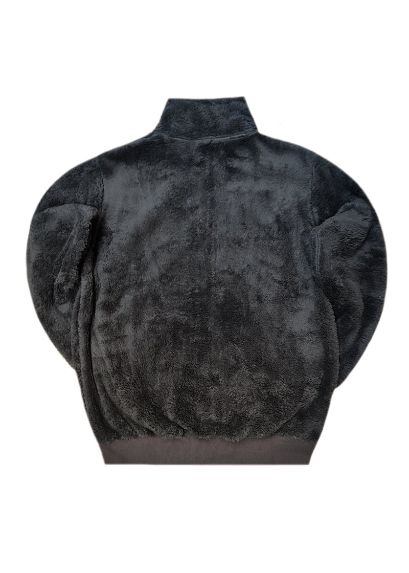 Ανδρική φούτερ με κολάρο New wave clothing - 232-39 - half zip sherpa design γκρι