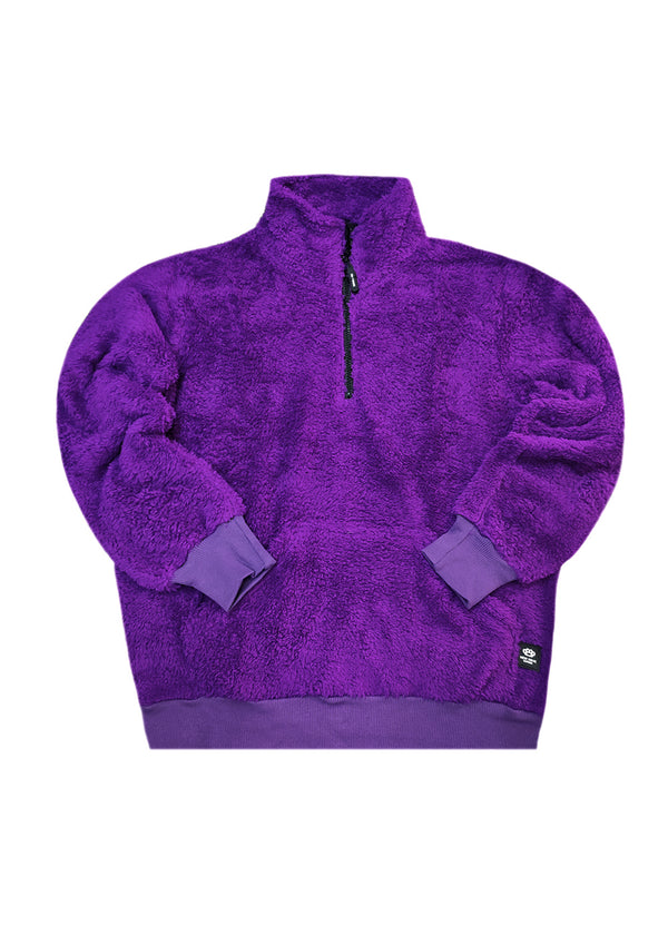 Ανδρική φούτερ με κολάρο New wave clothing - 232-39 - half zip sherpa design μωβ