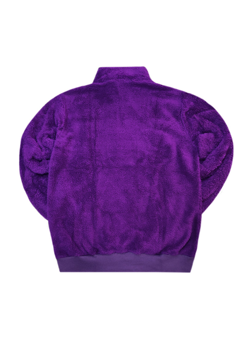 Ανδρική φούτερ με κολάρο New wave clothing - 232-39 - half zip sherpa design μωβ
