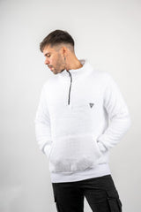 Ανδρική φούτερ με κολάρο New wave clothing - 232-39 - half zip sherpa design λευκό