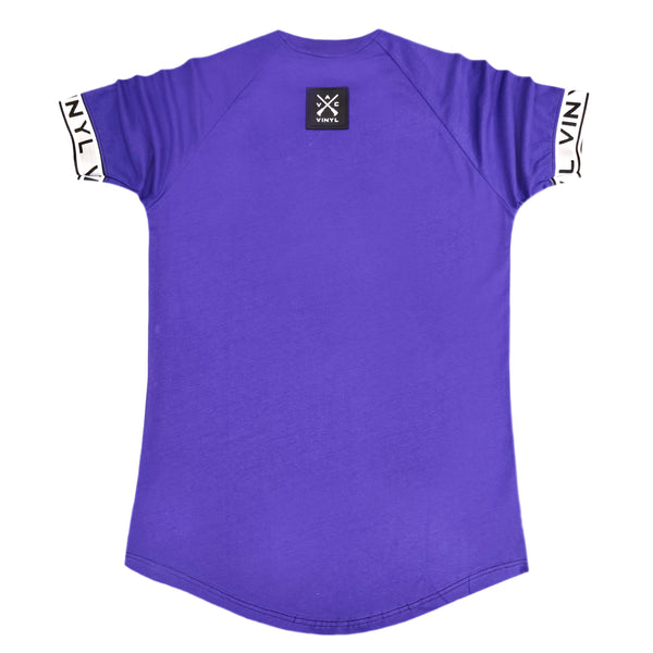 Vinyl art clothing tape cuff signature t-shirt - purple