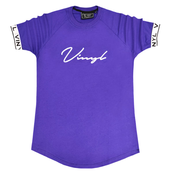 Vinyl art clothing tape cuff signature t-shirt - purple