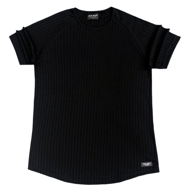 Ανδρική κοντομάνικη μπλούζα New wave clothing - 241-19 - curve t-shirt μαύρο