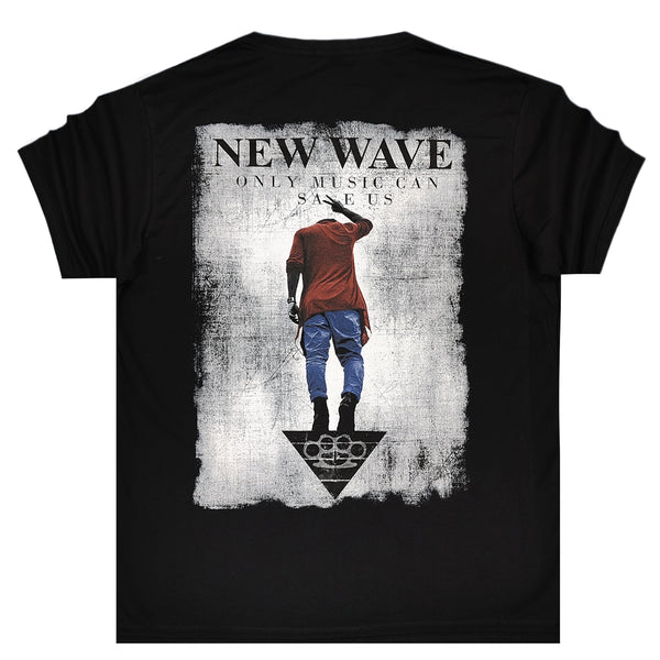 Ανδρική Κοντομάνικη Μπλούζα New wave clothing - 241-28 - music logo μαύρο