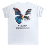 Ανδρική κοντομάνικη μπλούζα New wave clothing - 241-37 - butterfly logo λευκό