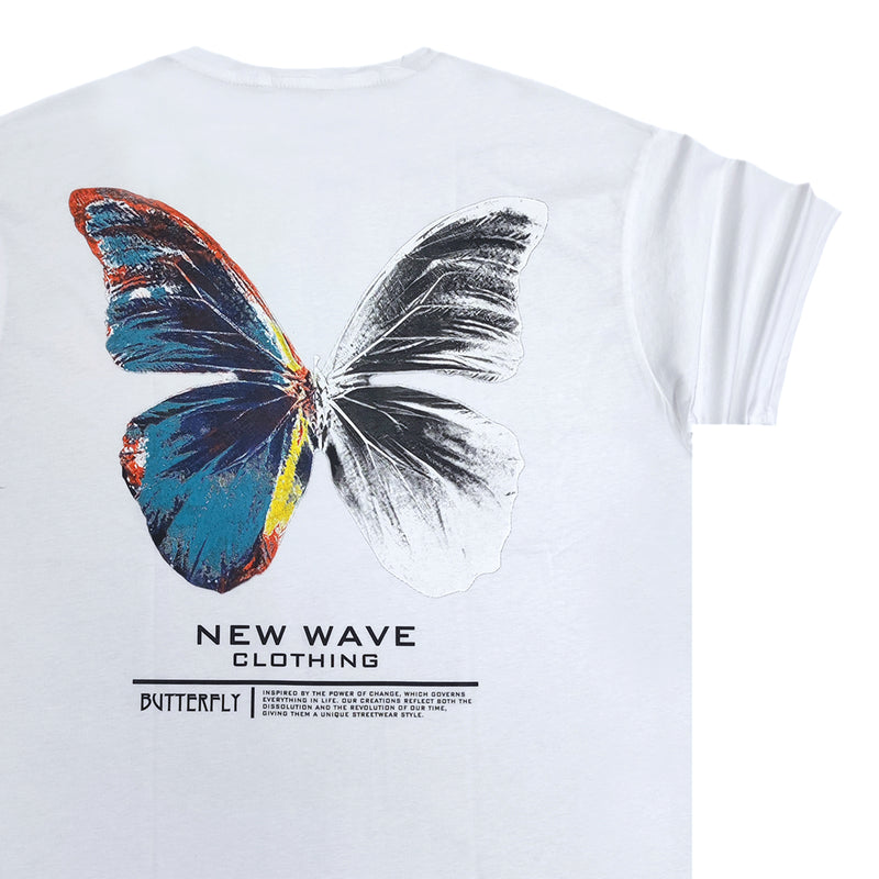 Ανδρική κοντομάνικη μπλούζα New wave clothing - 241-37 - butterfly logo λευκό