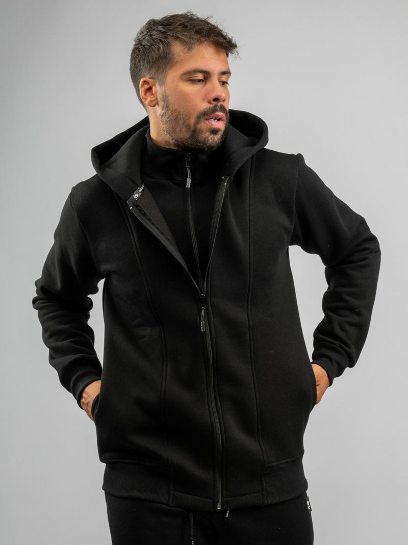 Ανδρική ζακέτα New wave clothing - 242-31 - double zip design μαύρο