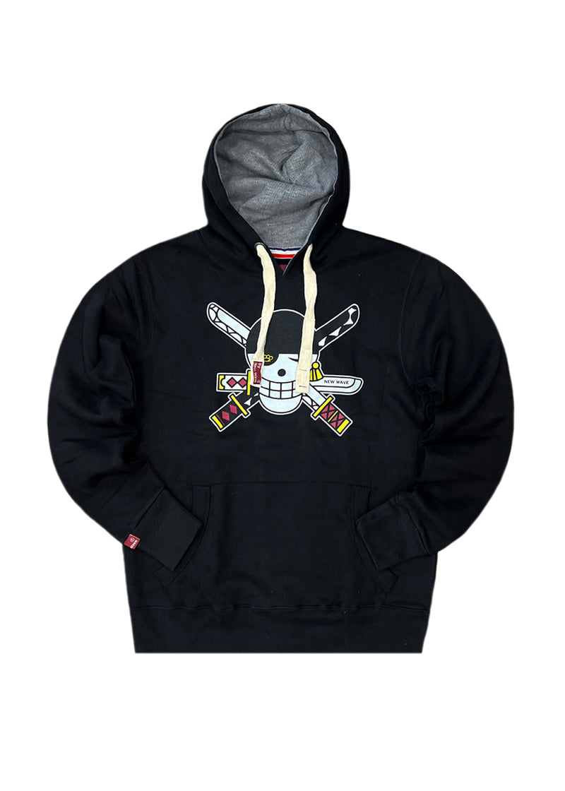 Ανδρική φούτερ με κουκούλα New wave clothing - 242-50 - skull pirate μαύρο