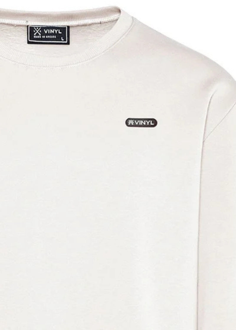 Ανδρικό μακρυμάνικο φούτερ Vinyl Art Clothing - 24242-02 - insignia sweatshirt regular fit λευκό