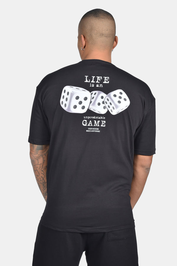 Ανδρική κοντομάνικη μπλούζα Two brothers - BT-25480 - oversized life is an unpredictable game μαύρο