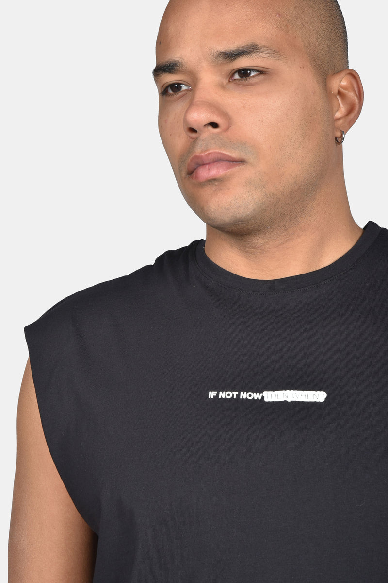 Ανδρική αμάνικη μπλούζα Two Brothers - BT-25730 - if not now logo sleeveness μαύρο