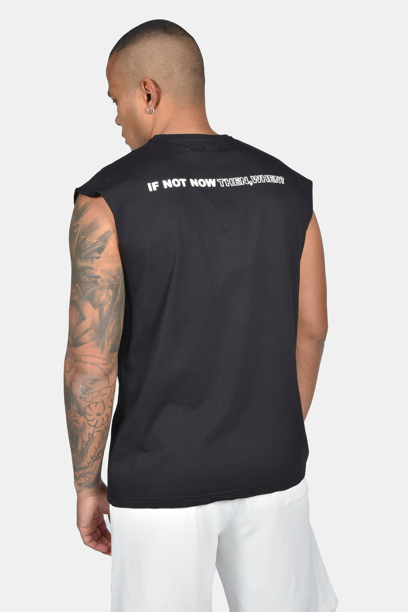 Ανδρική αμάνικη μπλούζα Two Brothers - BT-25730 - if not now logo sleeveness μαύρο