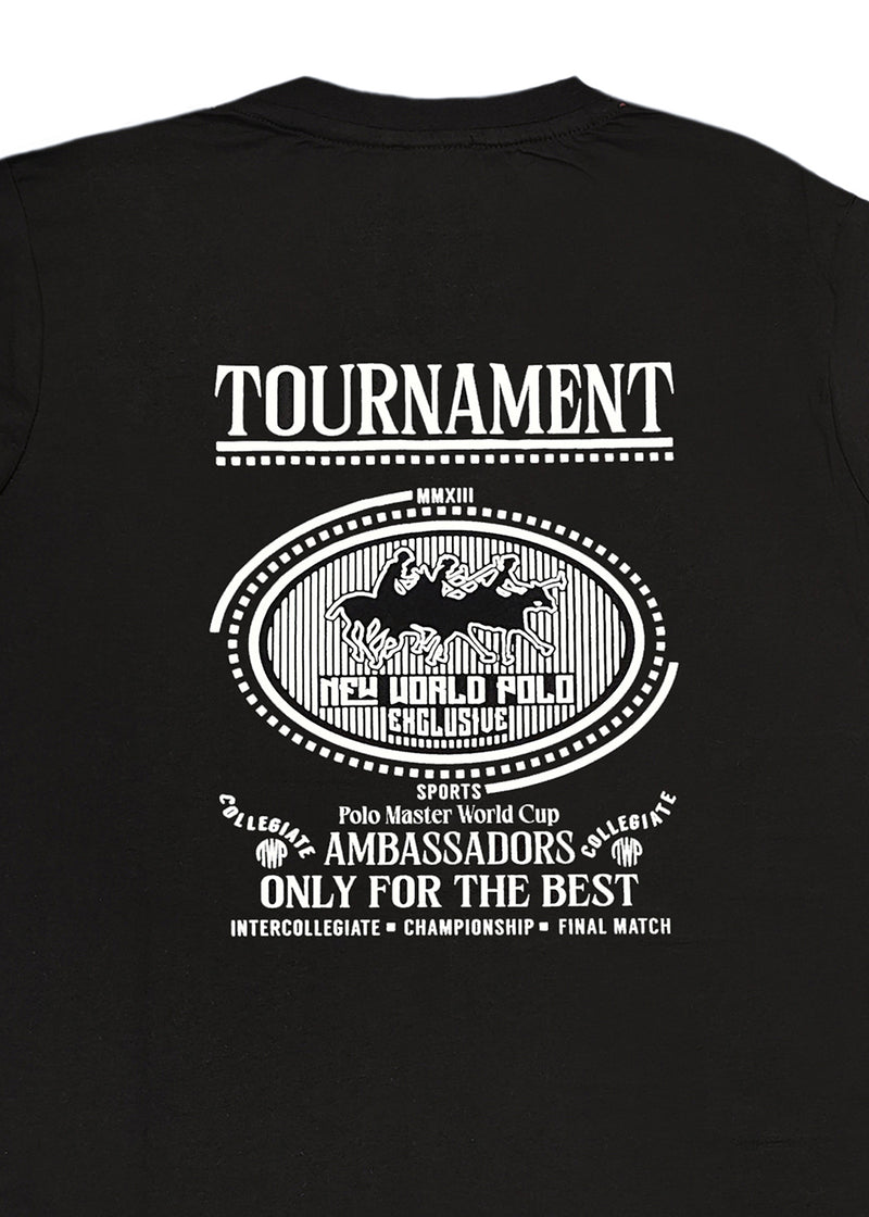 Ανδρική κοντομάνικη μπλούζα New World Polo - 24SSM20283 - tournament logo μαύρο