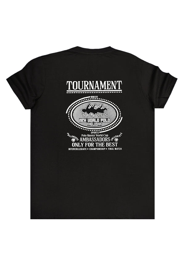 Ανδρική κοντομάνικη μπλούζα New World Polo - 24SSM20283 - tournament logo μαύρο