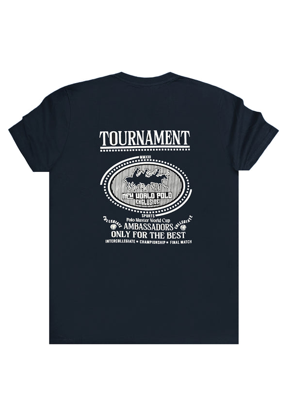 Ανδρική κοντομάνικη μπλούζα New World Polo - 24SSM20283 - tournament logo σκούρο μπλε