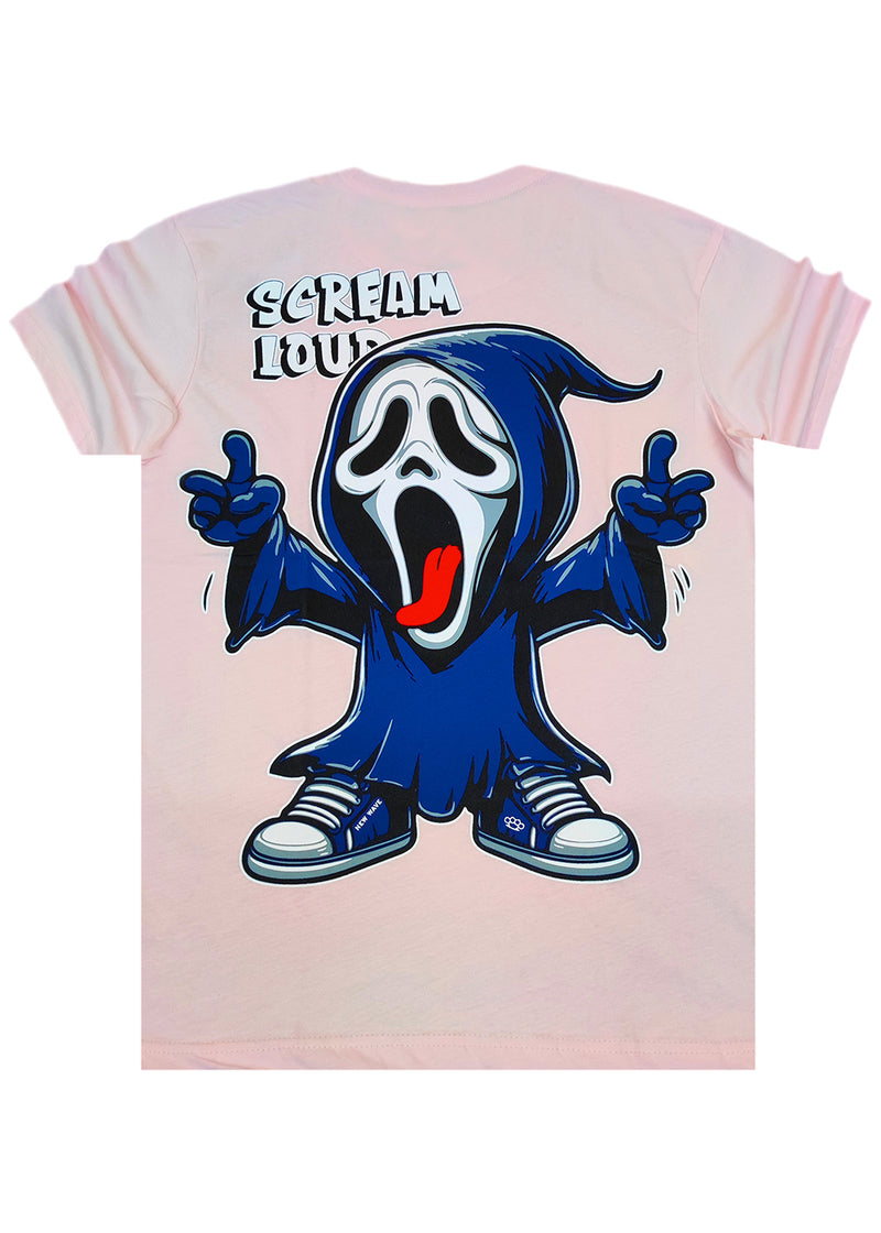 Ανδρική κοντομάνικη μπλούζα New wave clothing - 251-07 - scream loud logo ροζ