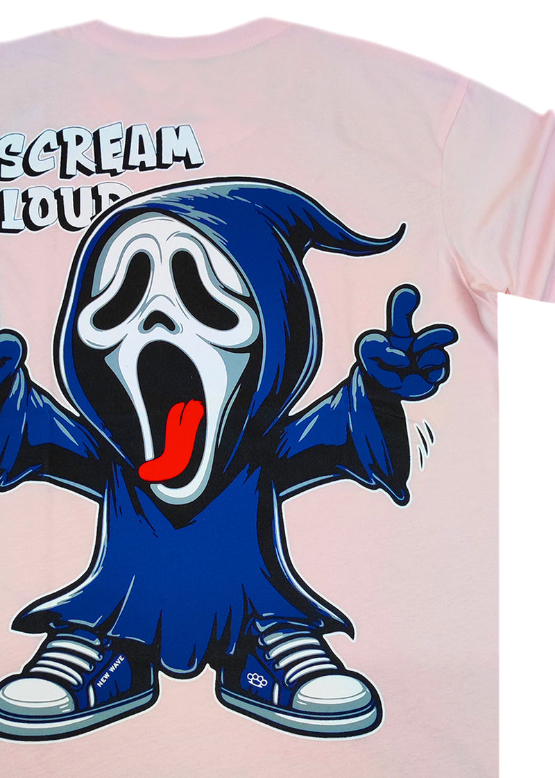 Ανδρική κοντομάνικη μπλούζα New wave clothing - 251-07 - scream loud logo ροζ