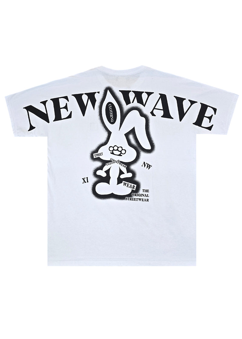 Ανδρική κοντομάνικη μπλούζα New wave clothing - 251-19 - street wear logo λευκό