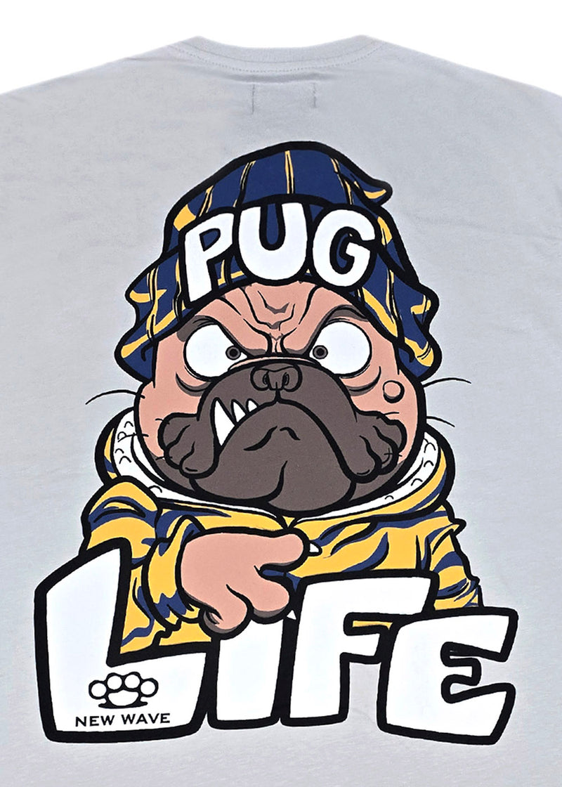 Ανδρική κοντομάνικη μπλούζα New wave clothing - 251-24 - pug life logo γκρι