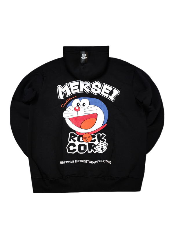 Ανδρικό φούτερ με κουκούλα New wave clothing -252-03-black hoodie-ROCK CORN