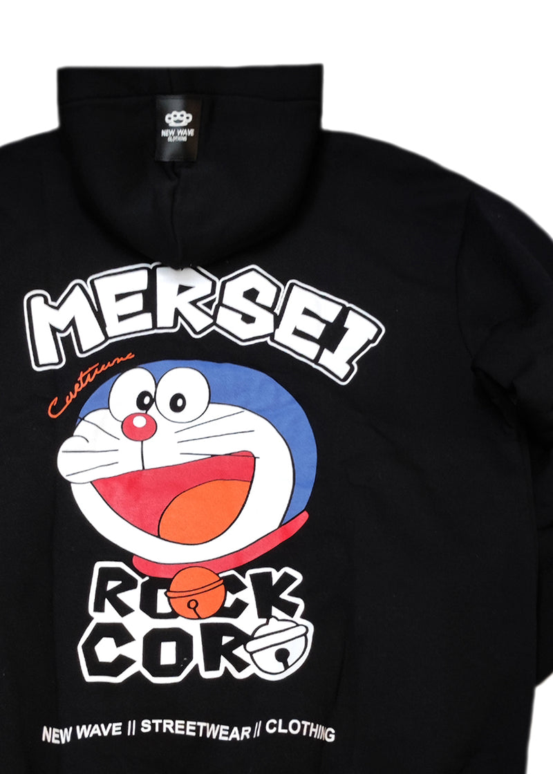 Ανδρικό φούτερ με κουκούλα New wave clothing -252-03-black hoodie-ROCK CORN