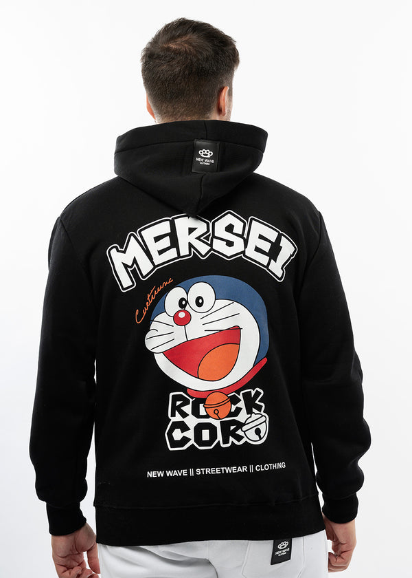 Ανδρικό φούτερ με κουκούλα New wave clothing -252-03-black hoodie-ROCK CORN