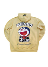 Ανδρικό φούτερ με κουκούλα New wave clothing -252-03-κίτρινο logo regular fit ROCK CORN