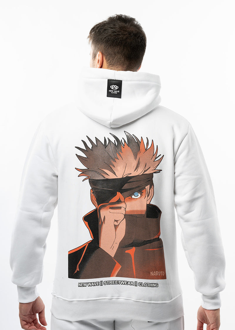 Ανδρικό φούτερ με κουκούλα New wave clothing -252-04- soldier of haven logo regular fit λευκό