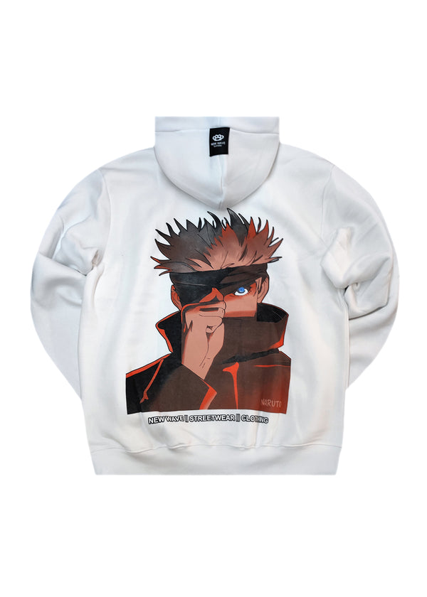 Ανδρικό φούτερ με κουκούλα New wave clothing -252-04- soldier of haven logo regular fit λευκό