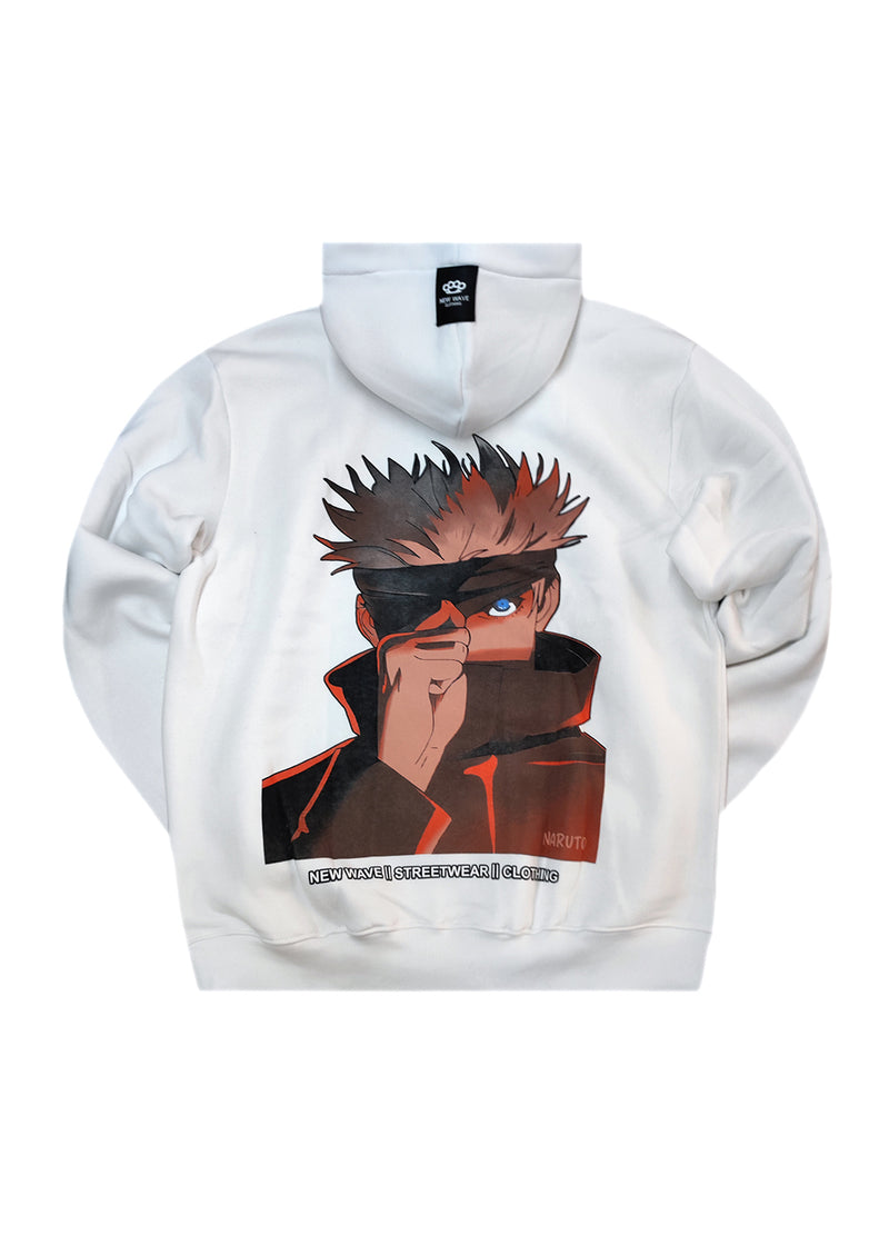 Ανδρικό φούτερ με κουκούλα New wave clothing -252-04- soldier of haven logo regular fit λευκό