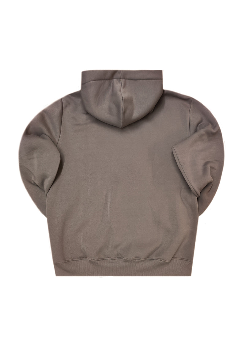 Ανδρικό φούτερ με κουκούλα New wave clothing -252-05-NEW WAVE brown logo relief