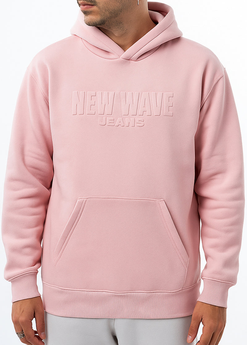 Ανδρικό φούτερ με κουκούλα New wave clothing -252-05-NEW WAVE pink logo relief