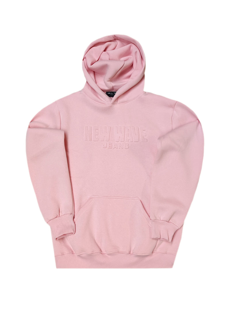 Ανδρικό φούτερ με κουκούλα New wave clothing -252-05-NEW WAVE pink logo relief