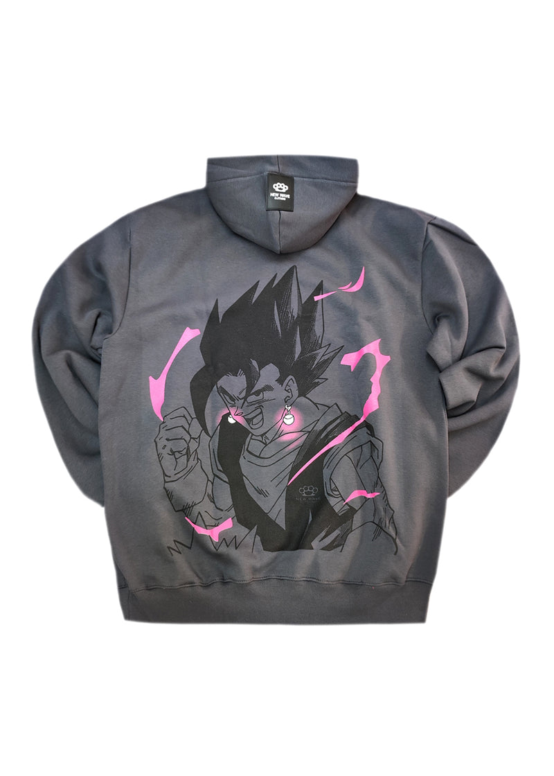 Ανδρικό φούτερ με κουκούλα New wave clothing -252-06-dark grey hoodie-ANIME