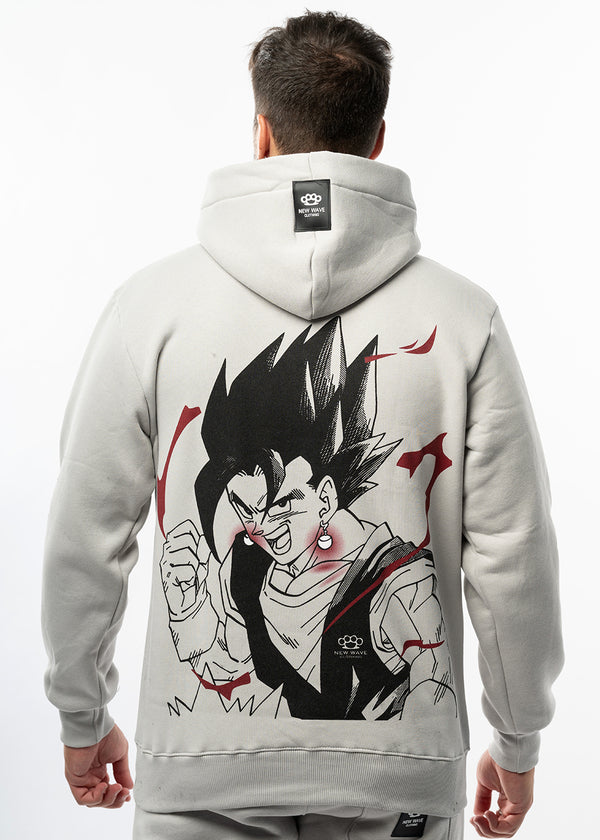 Ανδρικό φούτερ με κουκούλα New wave clothing -252-06-ice grey hoodie-ANIME