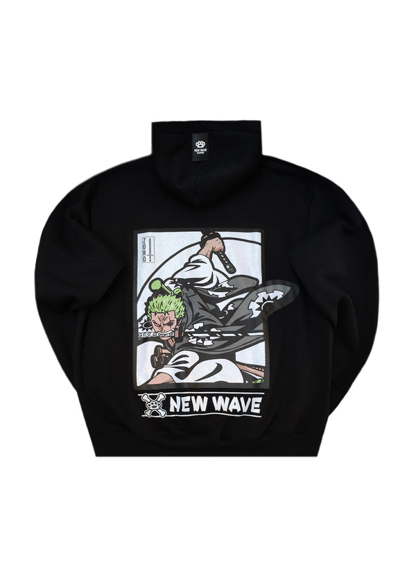 Ανδρικό φούτερ με κουκούλα New wave clothing -252-07-black hoodie- NINTZA WARRIOR μαύρη