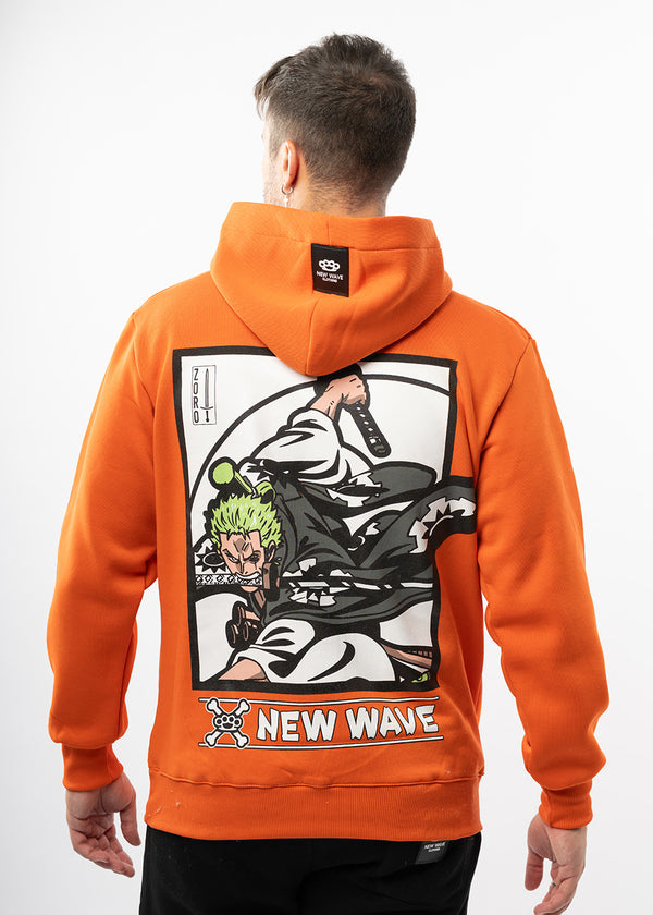 Ανδρικό φούτερ με κουκούλα New wave clothing -252-07-orange hoodie-NINTZA WARRIOR