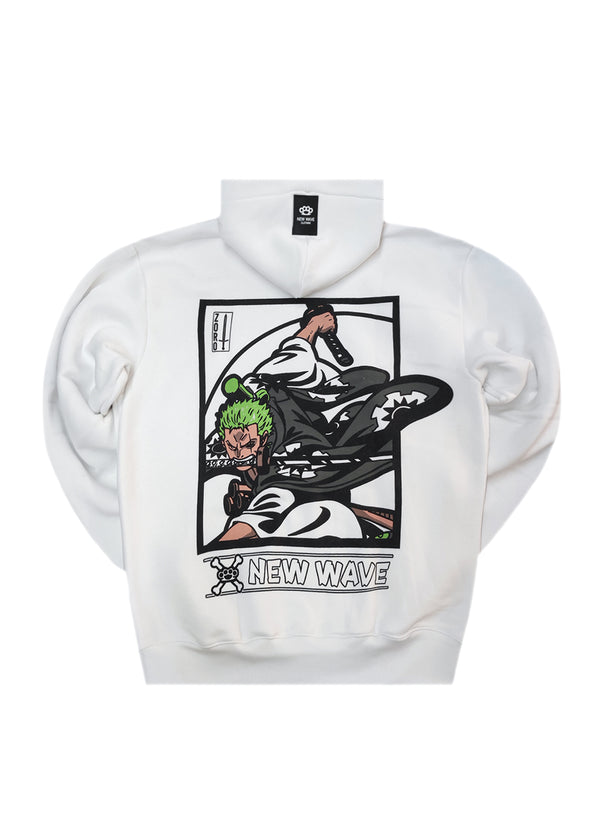 Ανδρικό φούτερ με κουκούλα New wave clothing -252-07-white hoodie- NINTZA WARRIOR λευκή