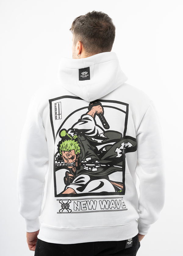 Ανδρικό φούτερ με κουκούλα New wave clothing -252-07-white hoodie- NINTZA WARRIOR