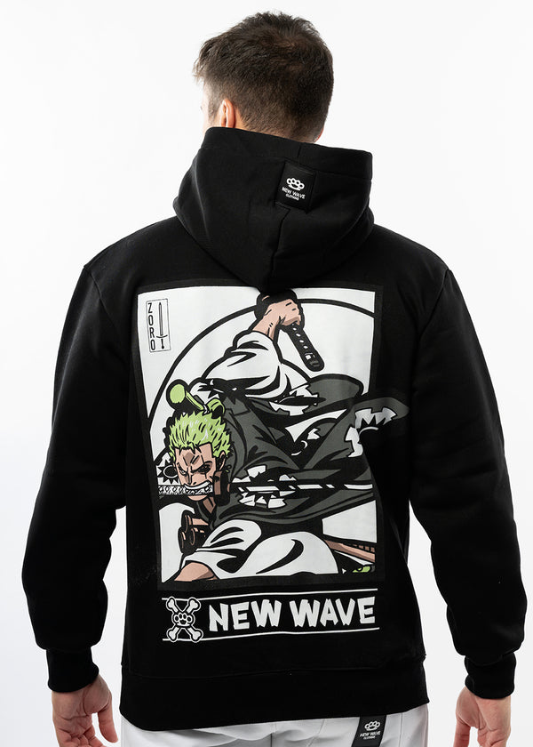 Ανδρικό φούτερ με κουκούλα New wave clothing -252-07-black hoodie- NINTZA WARRIOR μαύρη