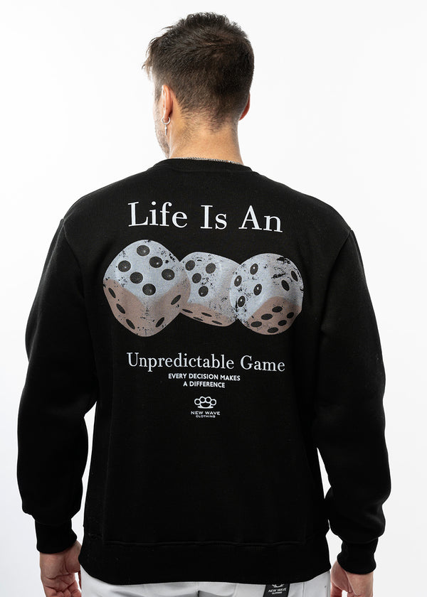 Ανδρικό φούτερ New wave clothing -252-14-black regular fit - LIFE IS A GAME