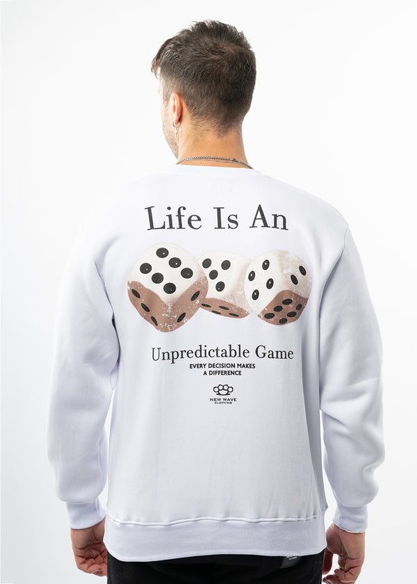 Ανδρικό φούτερ New wave clothing -252-14-white regular fit - LIFE IS A GAME
