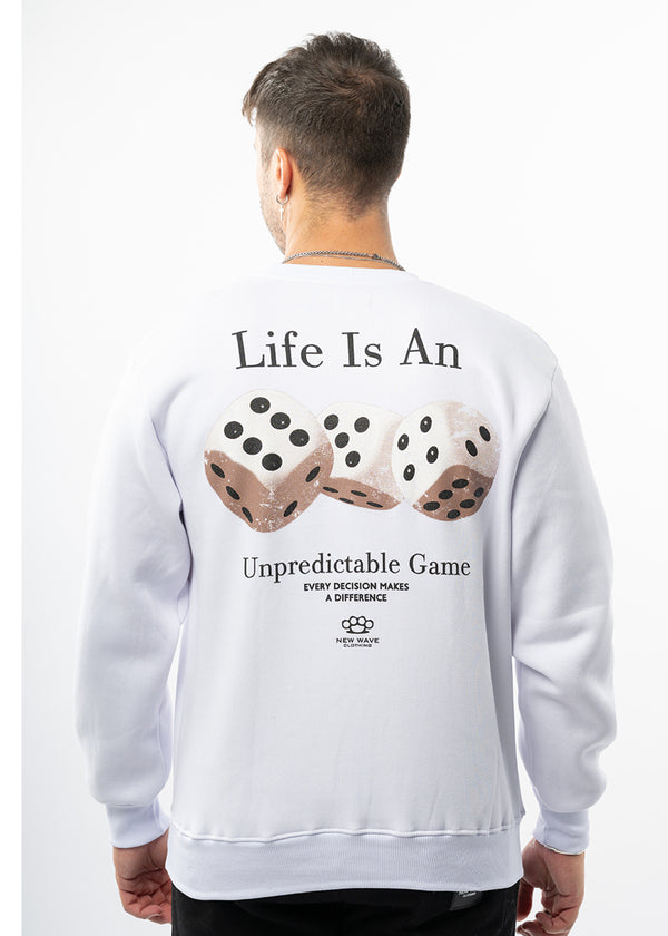 Ανδρικό φούτερ New wave clothing -252-14-white regular fit - LIFE IS A GAME