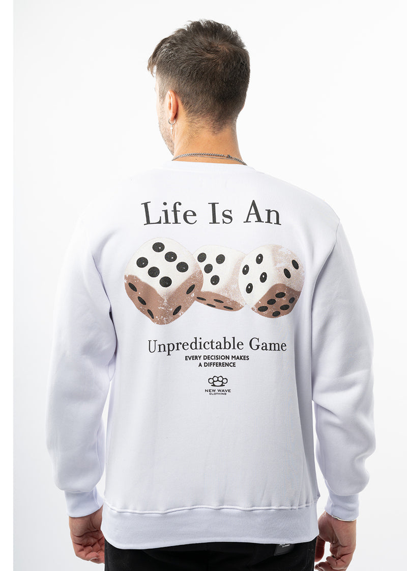Ανδρικό φούτερ New wave clothing -252-14-white regular fit - LIFE IS A GAME