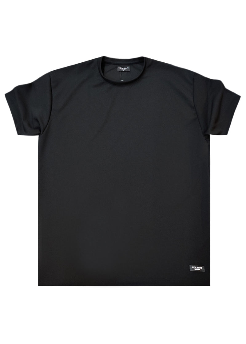 Ανδρική κοντομάνικη μπλούζα New Wave Clothing - 252-15 - fabric tee relaxed fit μαύρο